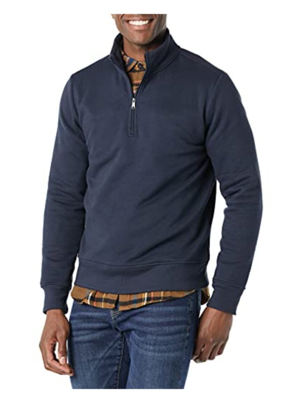 Mens Long Sleeve Quarter Zip Fleece Sweatshirt Regular Fit Pullover